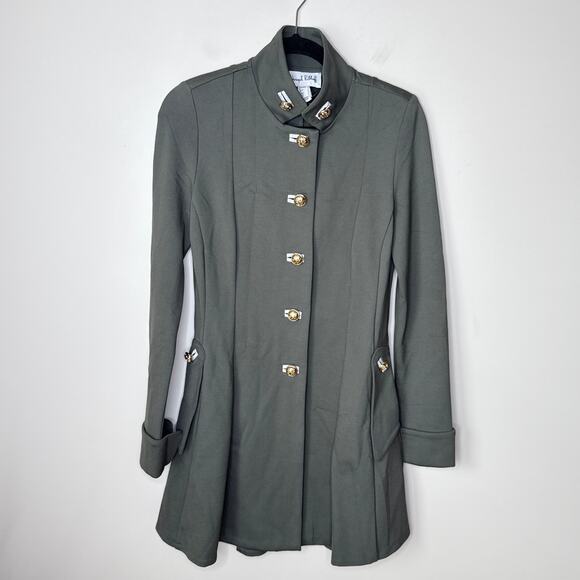 NEW Joseph Ribkoff Olive Green Ruby Coat Military Ponte Knit Jacket Size 4 - Picture 3 of 9